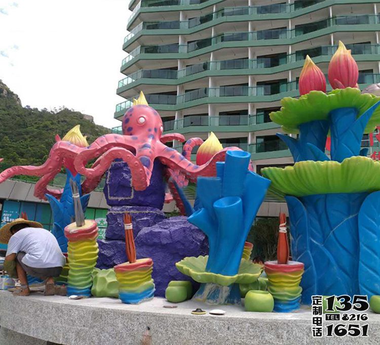 兒童游樂(lè)場(chǎng)玻璃鋼卡通章魚景觀主題雕塑 兒童游樂(lè)場(chǎng)玻璃鋼卡通章魚景觀主題雕塑